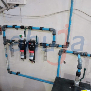 Aluminium compressed air pipeline installation — factory India — Ahuja Group