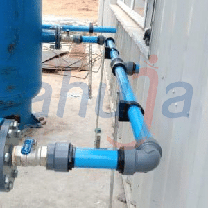 Aluminium compressed air pipeline overhead installation — Ahuja Group India