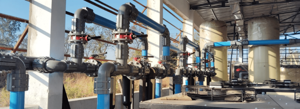 Quickair aluminium piping system installation — compressed air ring main in industrial manufacturing plant by Ahuja Group