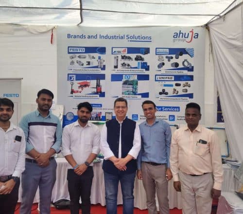 Ahuja Group stall at VKIA Election, 2026 — Compressed Air Piping Systems & Pneumatics Exhibition, Jaipur