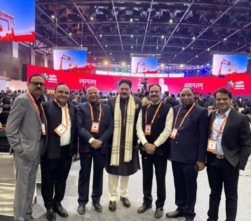 Ahuja Group stall at Rising Rajasthan, 2024 — Compressed Air Piping Systems & Pneumatics Exhibition, Jaipur
