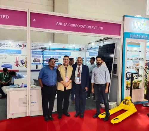 Ahuja Group stall at Rajplast, 2023 — Compressed Air Piping Systems & Pneumatics Exhibition, Jaipur