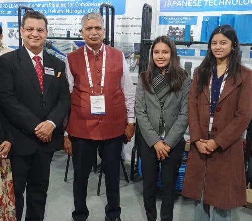 Ahuja Group stall at Stone Mart, 2024 — Compressed Air Piping Systems & Pneumatics Exhibition, Jaipur