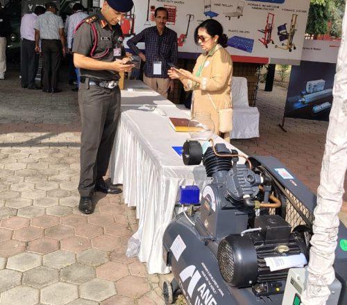 Ahuja Group stall at Atmanirbhar & Manufacturing Opportunities in Rajasthan, 2024 — Compressed Air Piping Systems & Pneumatics Exhibition, Jaipur