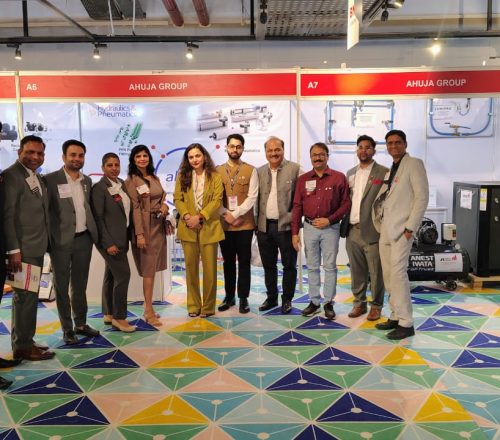Ahuja Group stall at BNI Biz Expo, 2025 — Compressed Air Piping Systems & Pneumatics Exhibition, Jaipur