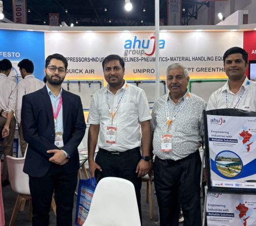 Ahuja Group stall at Rajplast, 2025 — Compressed Air Piping Systems & Pneumatics Exhibition, Jaipur