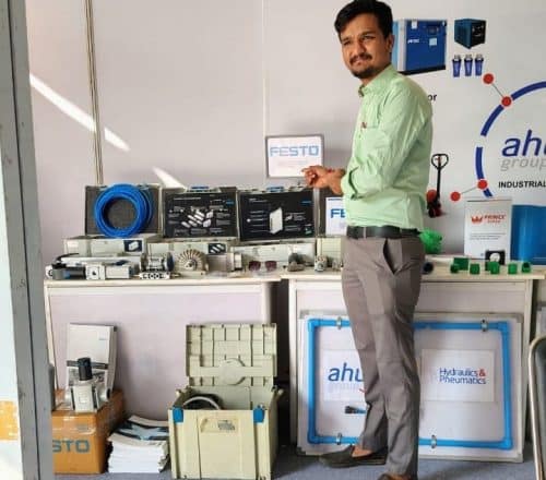 Ahuja Group stall at India Industrial Fair, 2024 — Compressed Air Piping Systems & Pneumatics Exhibition, Udaipur