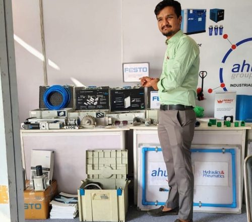 Ahuja Group stall at India Industrial Fair, 2024 — Compressed Air Piping Systems & Pneumatics Exhibition, Udaipur